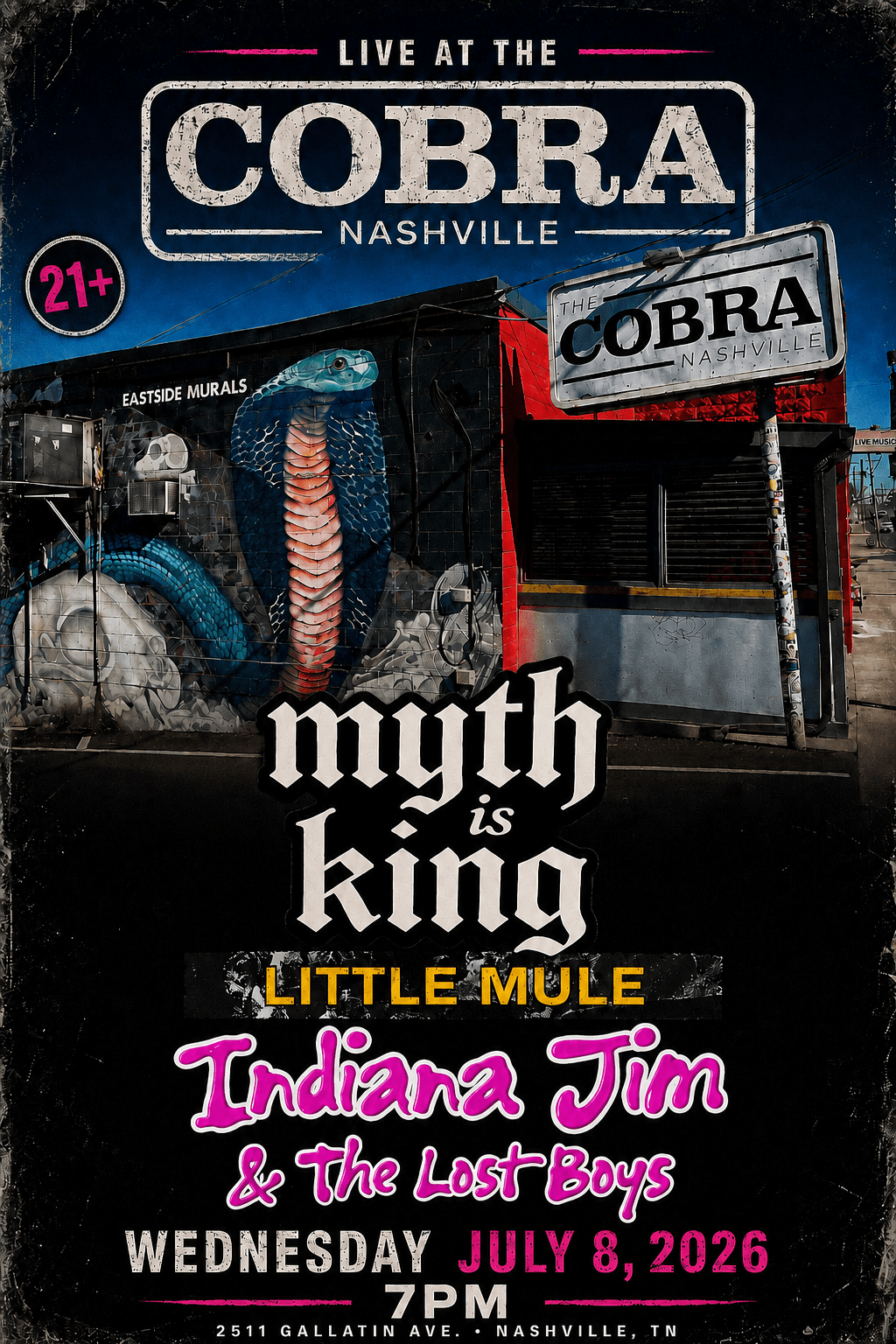 Venue: Myth is King l Little Mule l Indiana Jay & the Lost Boys