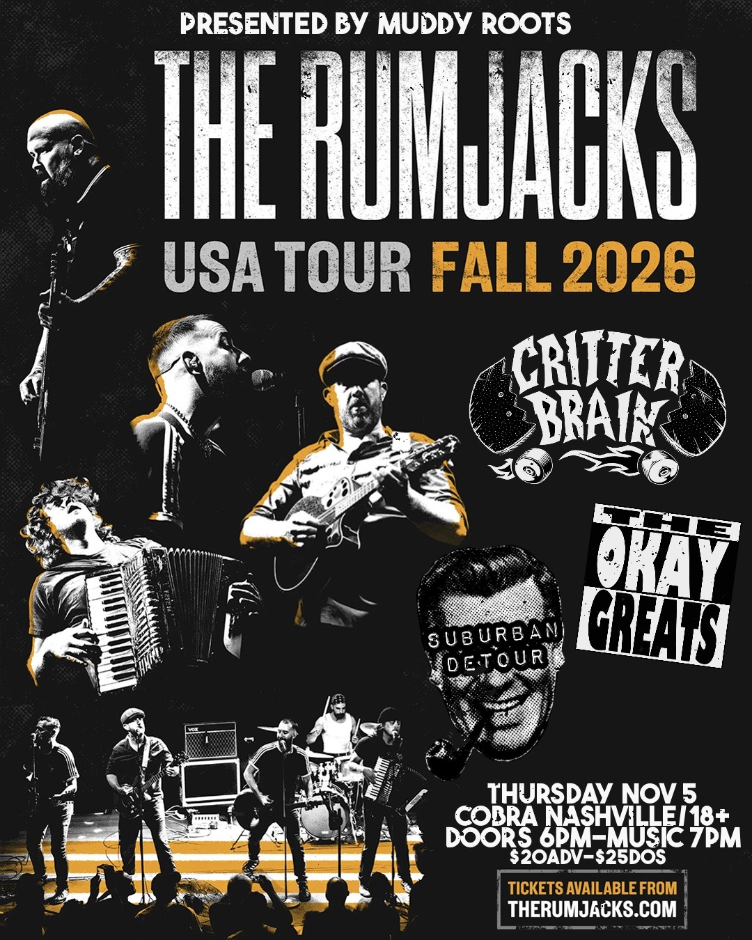 Venue: The Rumjacks | CritterBrain | Suburban Detour | The Okay Greats