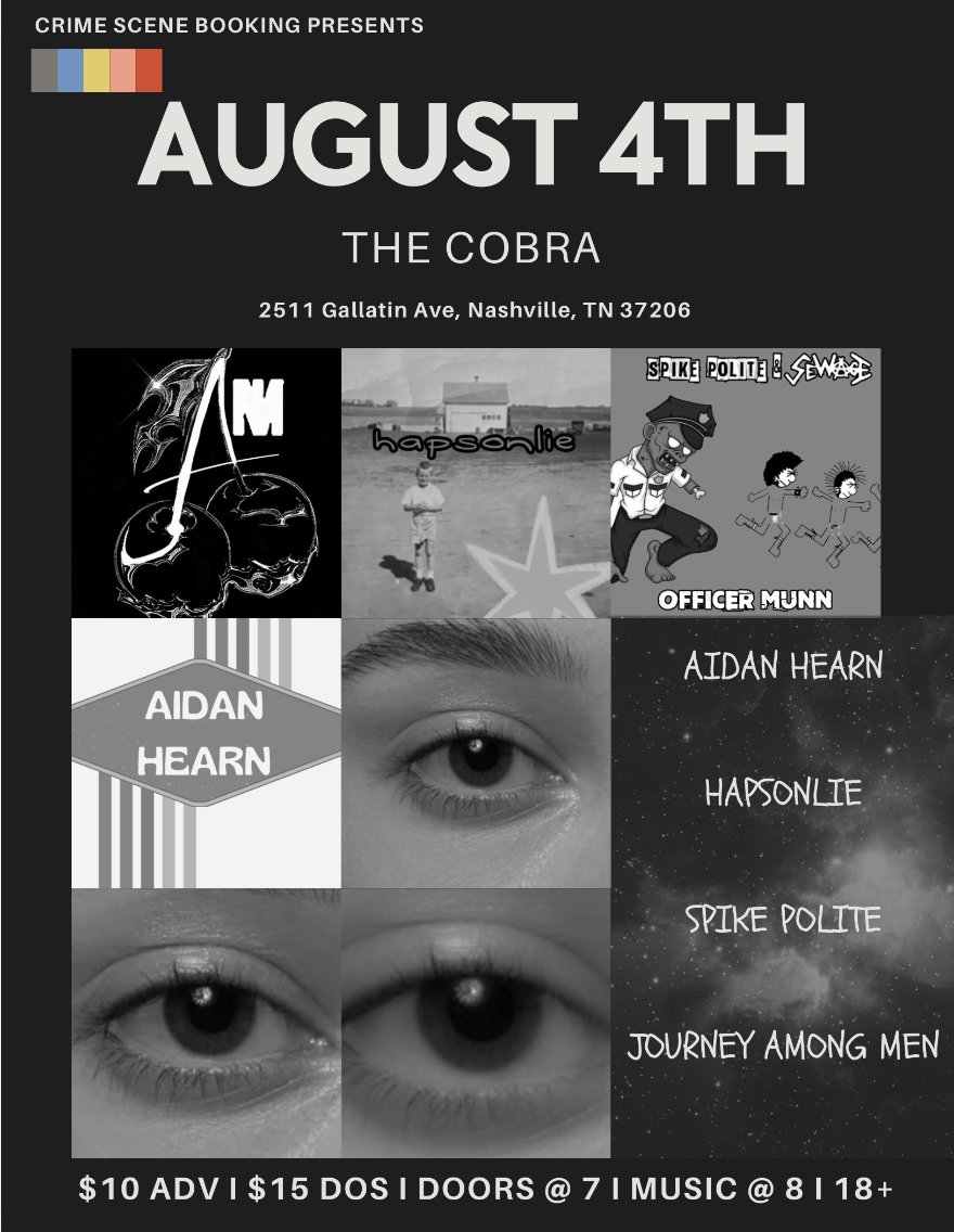 Venue: Aidan Hearn I Journey Among Men I Hapsonlie I Spike Polite