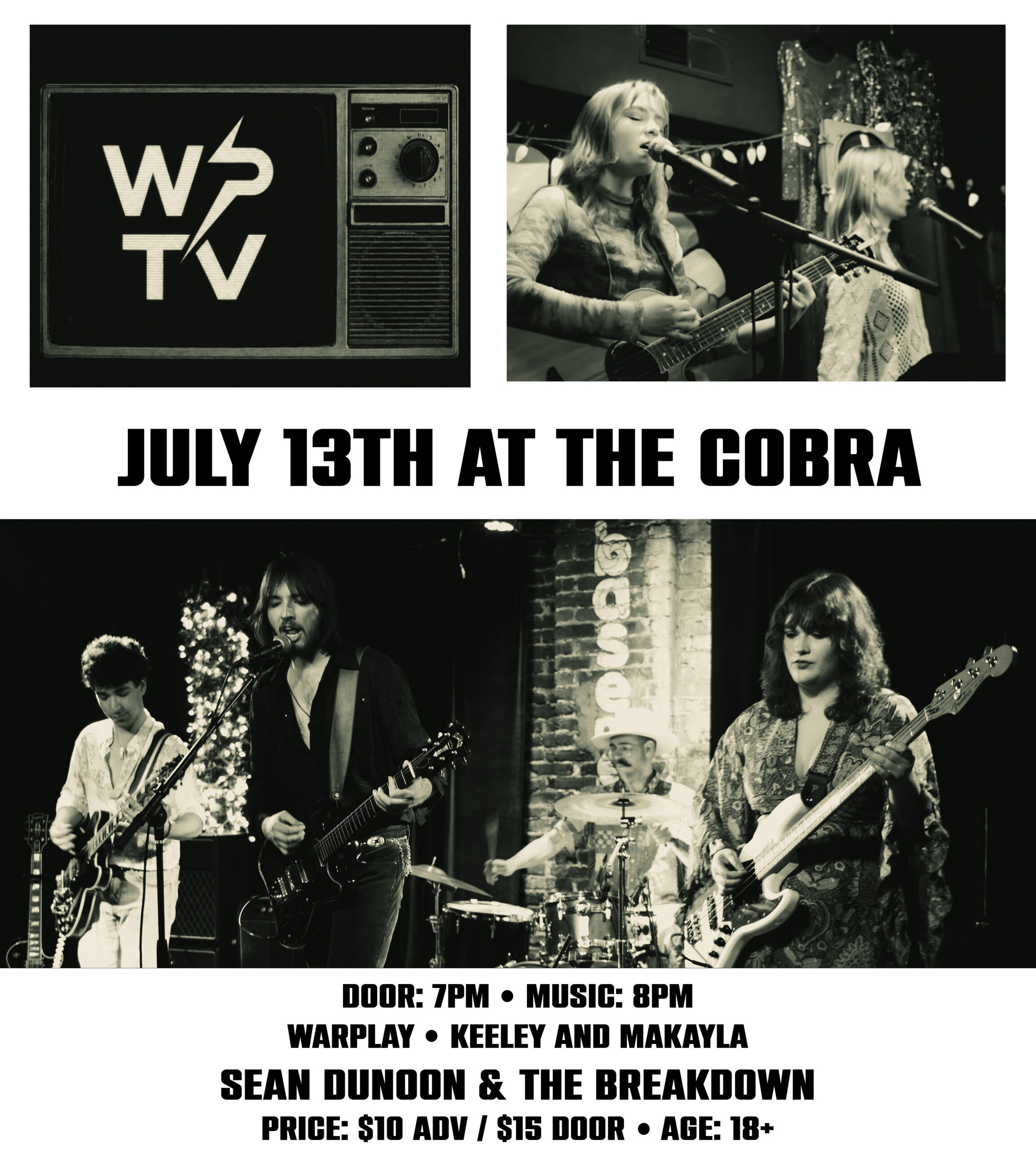 Venue: Sean Dunoon & the Breakdown | Warplay | Keeley and Makayla